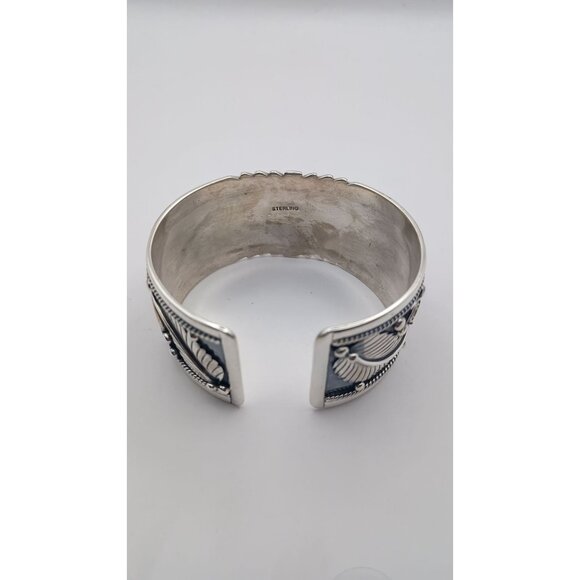 Southwest Cowgirl Sterling Silver Pink Conch Shell Cuff Bracelet 56g 1 1/4" Wide - Picture 5 of 7